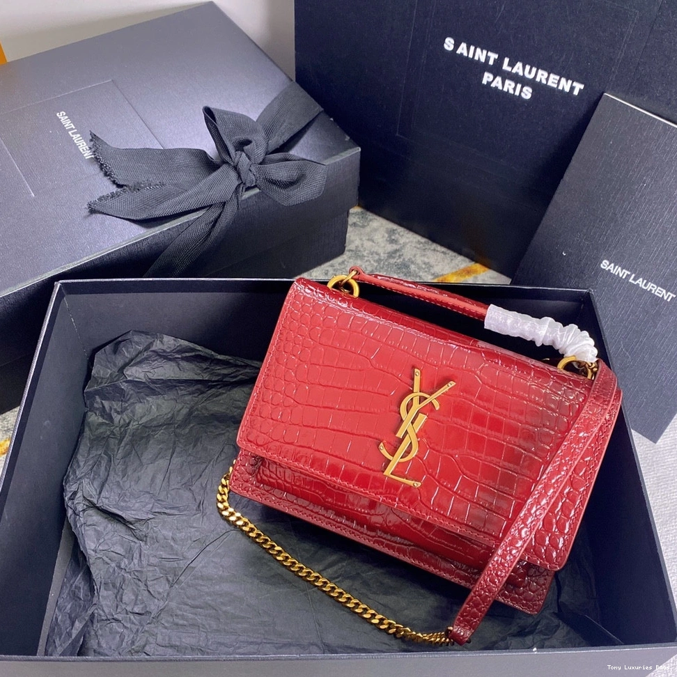 Tony Luxuries SUNSET YSL SHINY LEATHER CROCODILE-EMBOSSED IN 0805